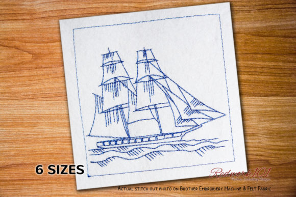 Brig Sailing Ship Lineart Design
